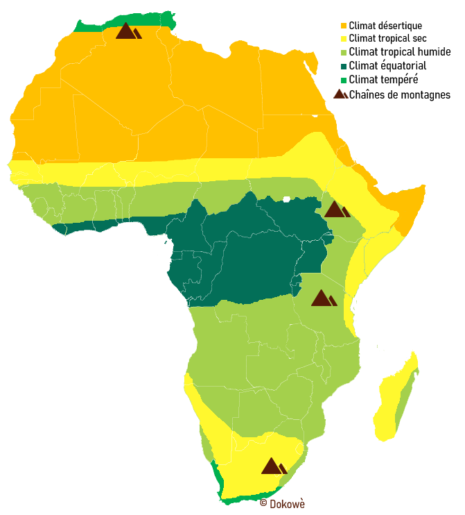 Répartition du climat sur le continent africain